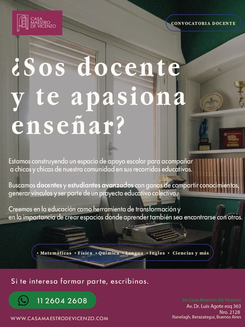 Apoyo escolar en Casa Maestro De Vicenzo
